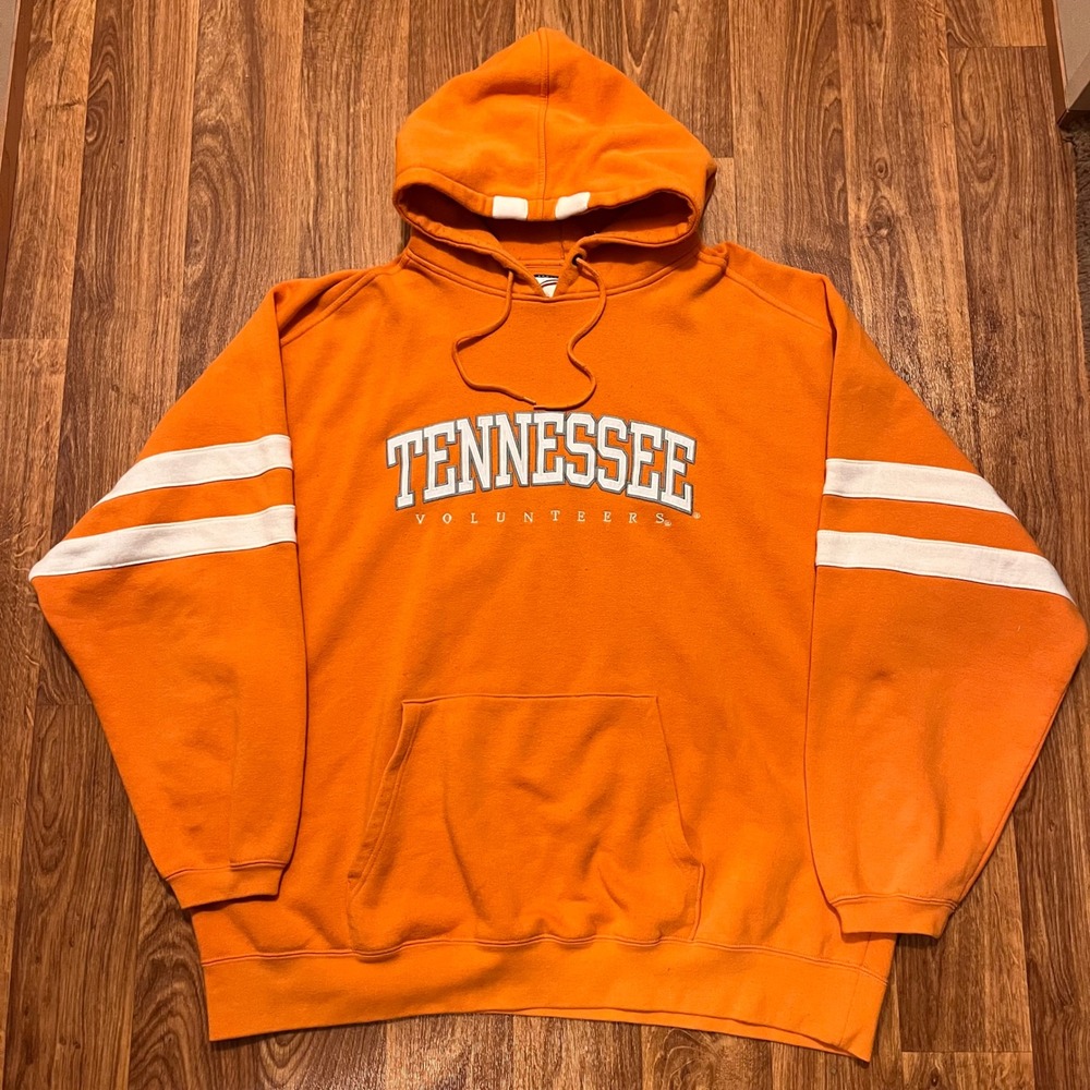 Vintage Tennessee Volunteers Hoodie Mens 2XL Orange Pullover Varsity Stripe